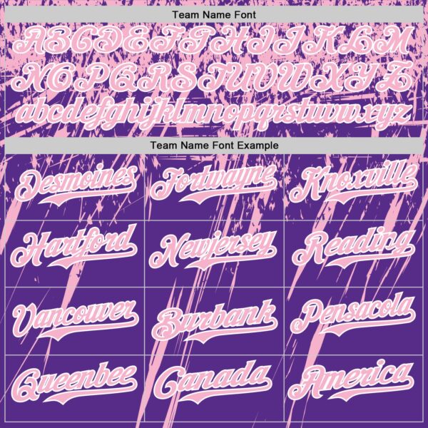 Custom Purple Light Pink-White Distressed Scratch Brush Stroke Authentic Baseball Jersey