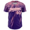 Custom Purple Medium Pink-White Distressed Scratch Brush Stroke Authentic Baseball Jersey