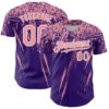 Custom Purple Medium Pink-White Distressed Scratch Brush Stroke Authentic Baseball Jersey
