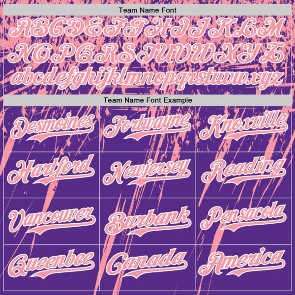 Custom Purple Medium Pink-White Distressed Scratch Brush Stroke Authentic Baseball Jersey