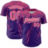 Custom Purple Neon Pink-White Distressed Scratch Brush Stroke Authentic Baseball Jersey