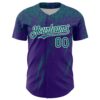 Custom Purple Teal-White Distressed Scratch Brush Stroke Authentic Baseball Jersey