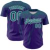 Custom Purple Teal-White Distressed Scratch Brush Stroke Authentic Baseball Jersey