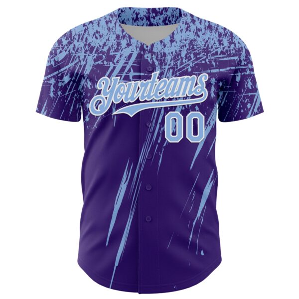 Custom Purple Light Blue-White Distressed Scratch Brush Stroke Authentic Baseball Jersey