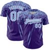 Custom Purple Light Blue-White Distressed Scratch Brush Stroke Authentic Baseball Jersey