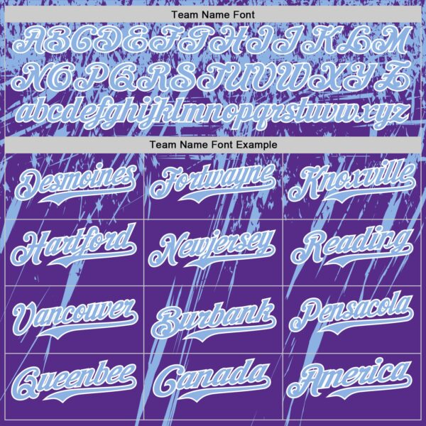 Custom Purple Light Blue-White Distressed Scratch Brush Stroke Authentic Baseball Jersey