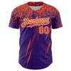 Custom Purple Orange-White Distressed Scratch Brush Stroke Authentic Baseball Jersey