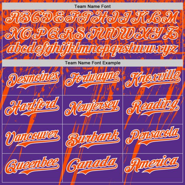 Custom Purple Orange-White Distressed Scratch Brush Stroke Authentic Baseball Jersey