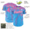 Custom Sky Blue Pink-White Distressed Scratch Brush Stroke Authentic Baseball Jersey