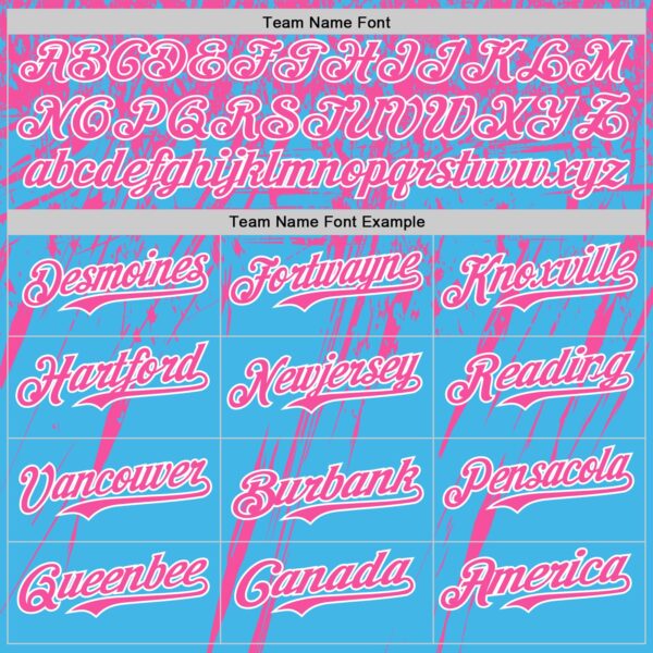 Custom Sky Blue Pink-White Distressed Scratch Brush Stroke Authentic Baseball Jersey