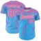 Custom Sky Blue Pink-White Distressed Scratch Brush Stroke Authentic Baseball Jersey