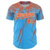 Custom Sky Blue Orange-White Distressed Scratch Brush Stroke Authentic Baseball Jersey