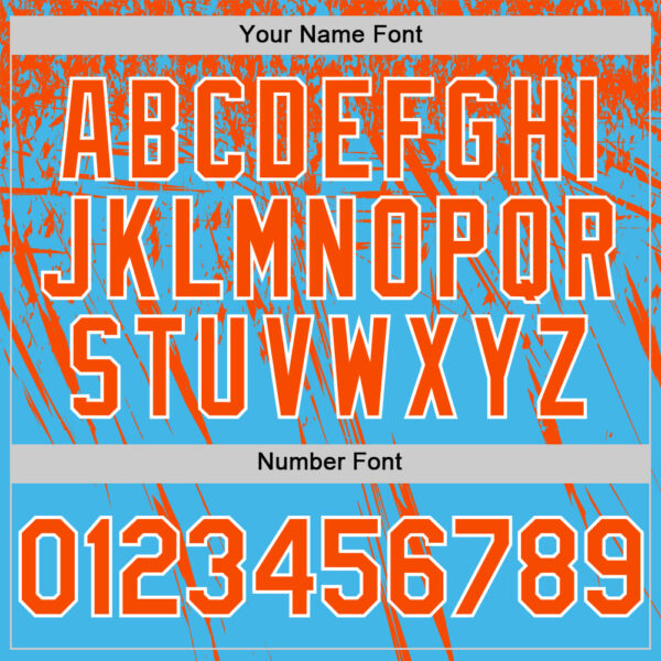 Custom Sky Blue Orange-White Distressed Scratch Brush Stroke Authentic Baseball Jersey