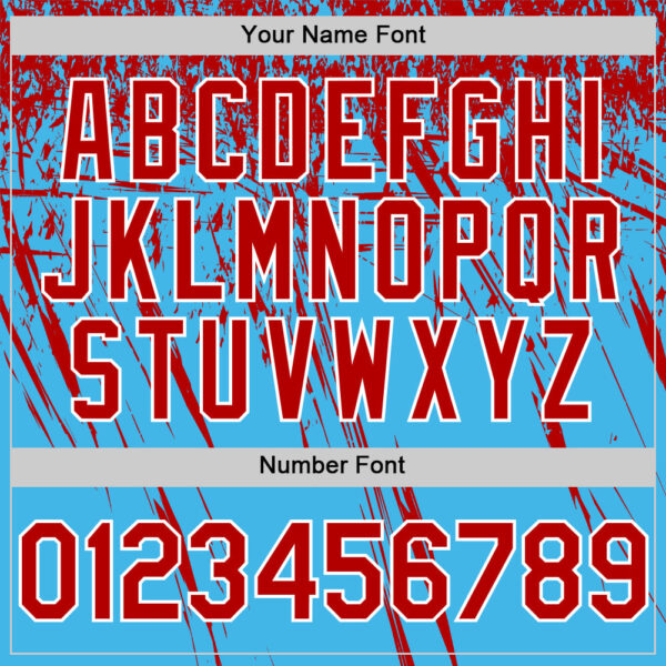 Custom Sky Blue Red-White Distressed Scratch Brush Stroke Authentic Baseball Jersey