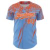 Custom Light Blue Orange-White Distressed Scratch Brush Stroke Authentic Baseball Jersey
