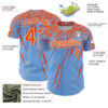 Custom Light Blue Orange-White Distressed Scratch Brush Stroke Authentic Baseball Jersey