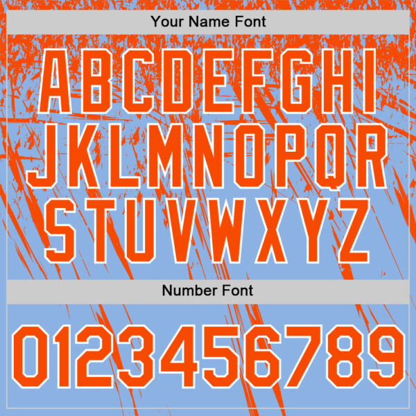 Custom Light Blue Orange-White Distressed Scratch Brush Stroke Authentic Baseball Jersey