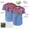 Custom Light Blue Red-White Distressed Scratch Brush Stroke Authentic Baseball Jersey