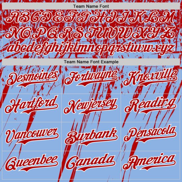 Custom Light Blue Red-White Distressed Scratch Brush Stroke Authentic Baseball Jersey
