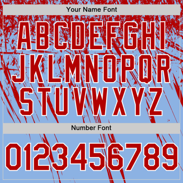 Custom Light Blue Red-White Distressed Scratch Brush Stroke Authentic Baseball Jersey
