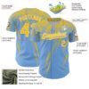 Custom Light Blue Yellow-White Distressed Scratch Brush Stroke Authentic Baseball Jersey