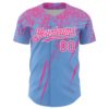Custom Light Blue Pink-White Distressed Scratch Brush Stroke Authentic Baseball Jersey