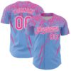 Custom Light Blue Pink-White Distressed Scratch Brush Stroke Authentic Baseball Jersey