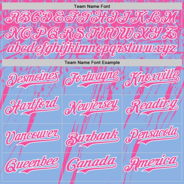 Custom Light Blue Pink-White Distressed Scratch Brush Stroke Authentic Baseball Jersey