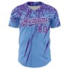 Custom Light Blue Purple-White Distressed Scratch Brush Stroke Authentic Baseball Jersey