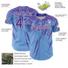 Custom Light Blue Purple-White Distressed Scratch Brush Stroke Authentic Baseball Jersey
