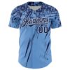 Custom Light Blue Navy-White Distressed Scratch Brush Stroke Authentic Baseball Jersey