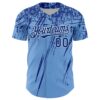 Custom Light Blue Royal-White Distressed Scratch Brush Stroke Authentic Baseball Jersey