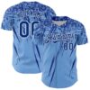 Custom Light Blue Royal-White Distressed Scratch Brush Stroke Authentic Baseball Jersey