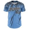 Custom Light Blue Black-White Distressed Scratch Brush Stroke Authentic Baseball Jersey