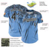 Custom Light Blue Black-White Distressed Scratch Brush Stroke Authentic Baseball Jersey