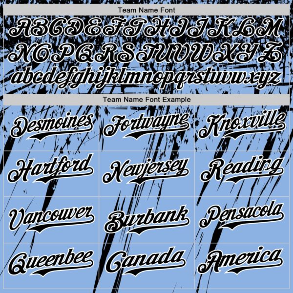 Custom Light Blue Black-White Distressed Scratch Brush Stroke Authentic Baseball Jersey