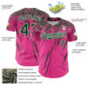 Custom Pink Green-White Distressed Scratch Brush Stroke Authentic Baseball Jersey