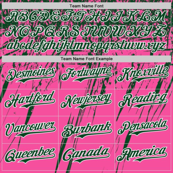 Custom Pink Green-White Distressed Scratch Brush Stroke Authentic Baseball Jersey