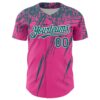 Custom Pink Teal-White Distressed Scratch Brush Stroke Authentic Baseball Jersey