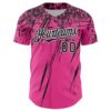 Custom Pink Black-White Distressed Scratch Brush Stroke Authentic Baseball Jersey