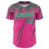 Custom Pink Kelly Green-White Distressed Scratch Brush Stroke Authentic Baseball Jersey