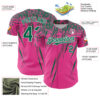Custom Pink Kelly Green-White Distressed Scratch Brush Stroke Authentic Baseball Jersey