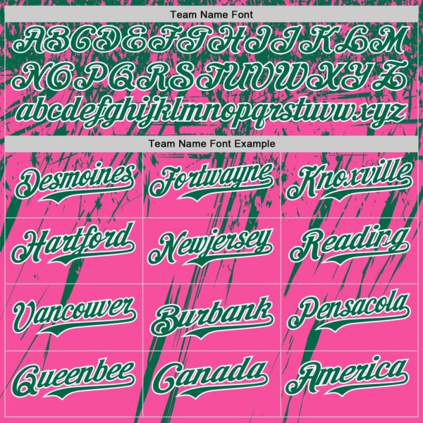 Custom Pink Kelly Green-White Distressed Scratch Brush Stroke Authentic Baseball Jersey