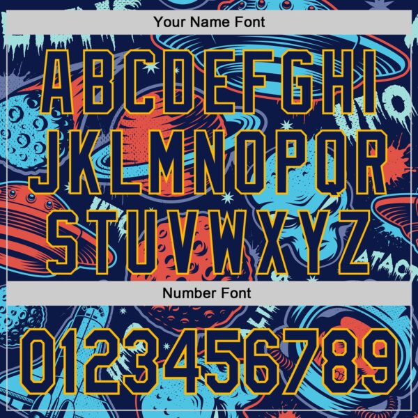 Custom Navy Gold Alien UFO Space Authentic Baseball Jersey