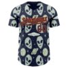 Custom Navy Orange Alien UFO Space Authentic Baseball Jersey