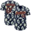 Custom Navy Orange Alien UFO Space Authentic Baseball Jersey