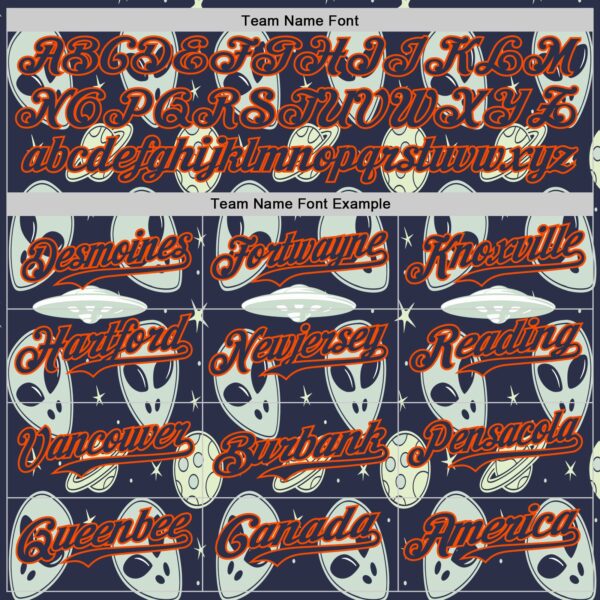 Custom Navy Orange Alien UFO Space Authentic Baseball Jersey