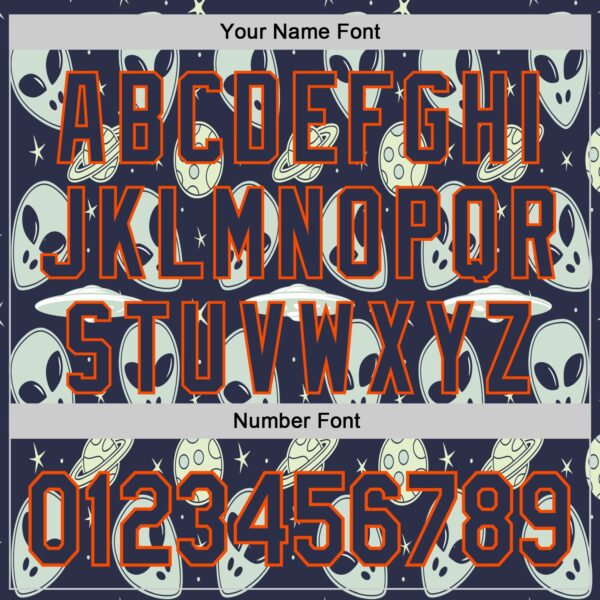 Custom Navy Orange Alien UFO Space Authentic Baseball Jersey