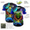 Custom Navy Electric Blue-Yellow Alien UFO Space Galaxy Authentic Baseball Jersey