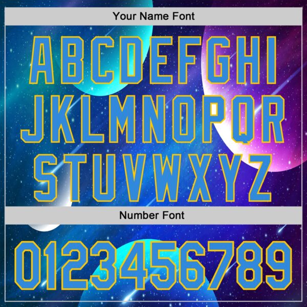 Custom Navy Electric Blue-Yellow Alien UFO Space Galaxy Authentic Baseball Jersey